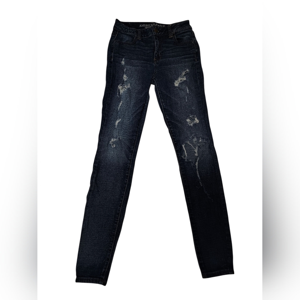 American Eagle Outfitters Dark Blue Distressed Jeans